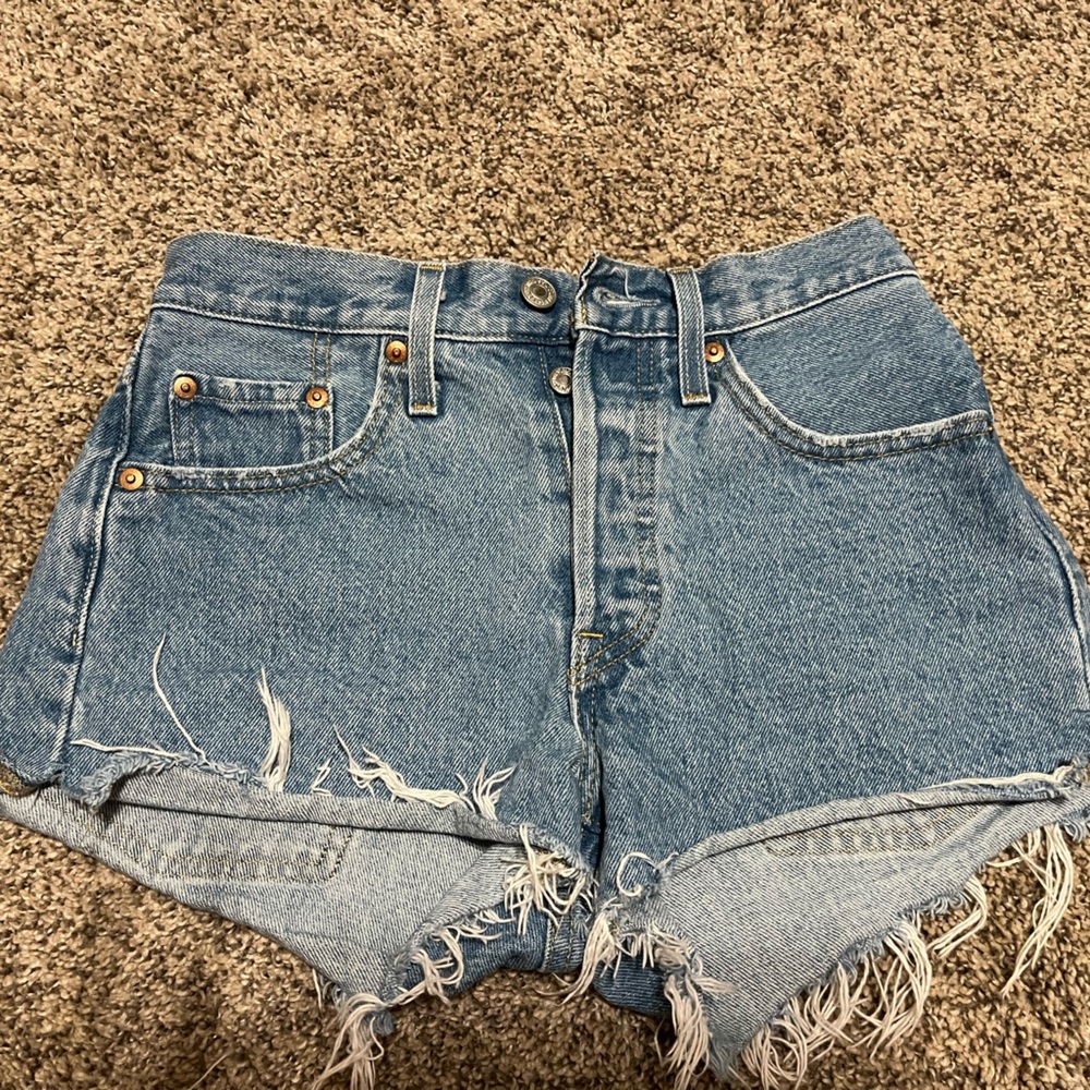Levi's Blue Distressed Jean Shorts